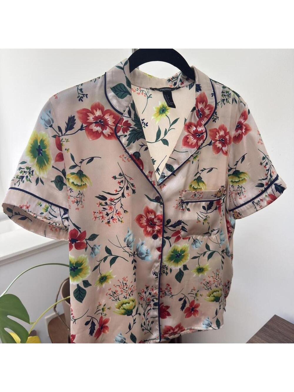 Forever 21 floral silk top – size S